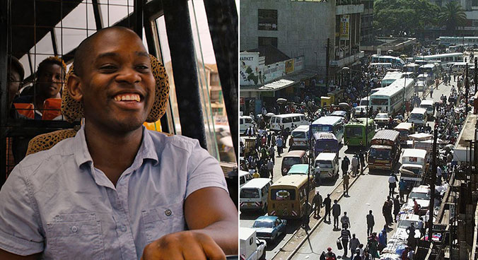 Capheus e o trânsito caótico de Nairóbi. Fotos: Divulgação
